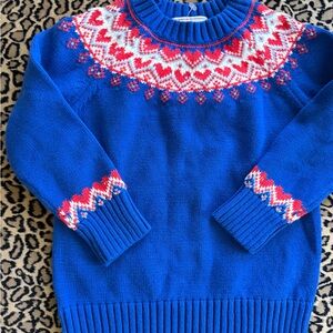 Classic Prep Childrenswear Girl's Katrina Heart Fair Isle Cotton Sweater,Size 4T